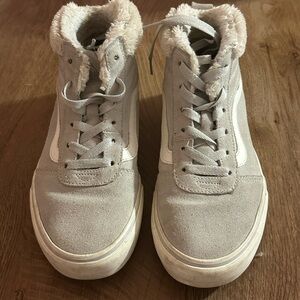 Gray High-Top Vans with Fur Lining